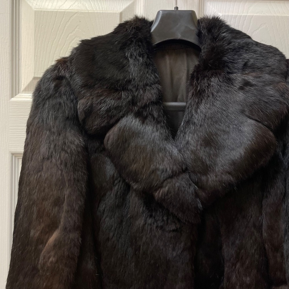 Vintage Retro German Echt Kaninpelz Collared Rabbit Fur Coat Size 42